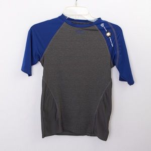Rawlings Heat Fusion Power Balance 3/4 sleeve top gray and blue in Adult small